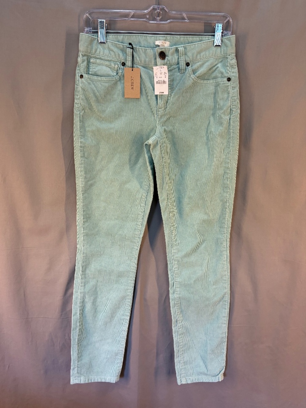 J. Crew Stretch Corduroy Pant, color Green - Size 25 (NWT)